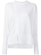 Dkny Asymmetric Sweatshirt, Women's, Size: Xs, White, Merino/nylon/spandex/elastane