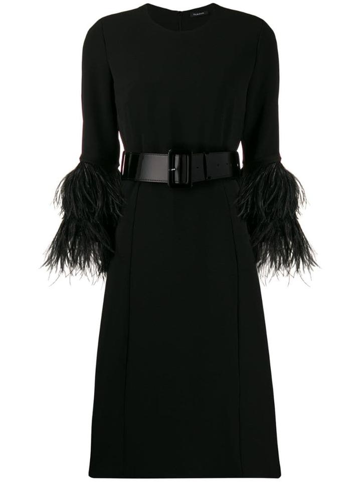 P.a.r.o.s.h. Feather Detail Midi Dress - Black