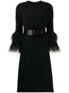P.a.r.o.s.h. Feather Detail Midi Dress - Black