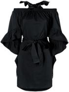 Isabelle Blanche Off-shoulder Ruffle Dress - Black
