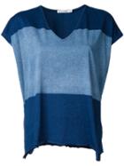 Rag & Bone /jean Colour Block V Neck Top, Women's, Size: Small, Blue, Cotton