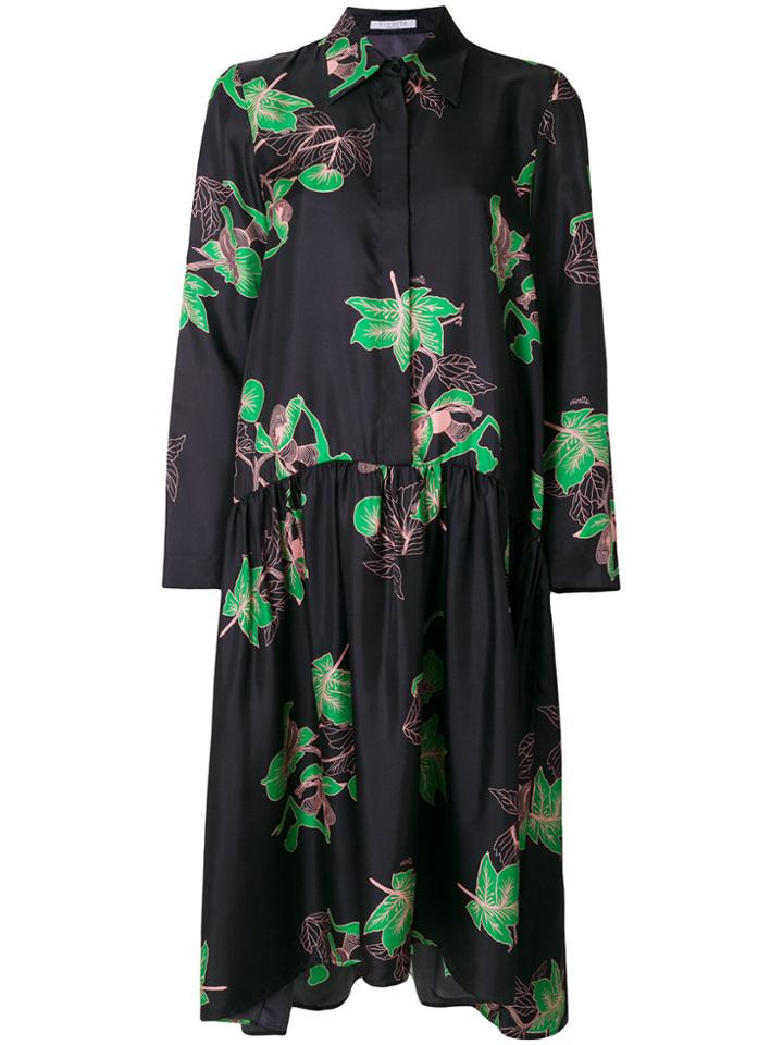 Vivetta Floral Print Shirt Dress - Black