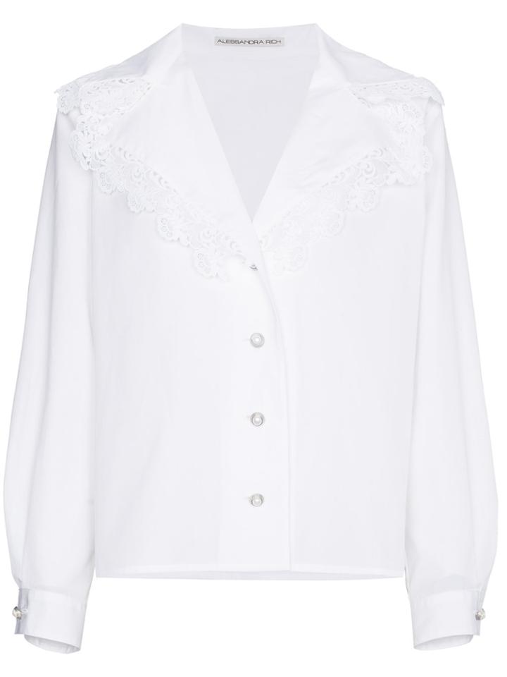Alessandra Rich Antonia Cotton Blouse - White