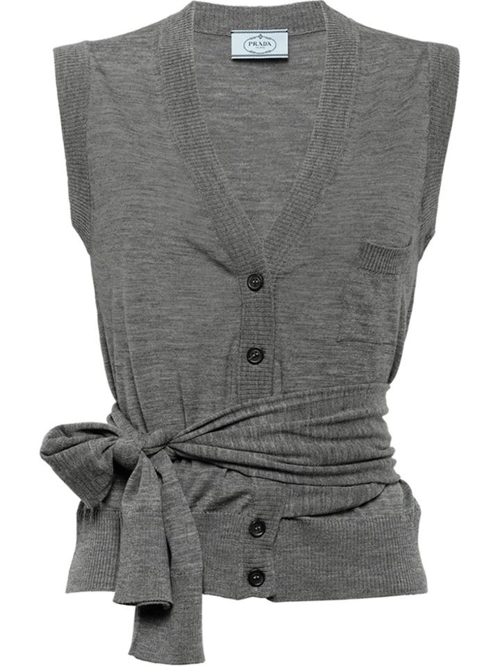 Prada Sleeveless Button Cardigan - Grey