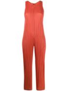 Pleats Please By Issey Miyake Cropped Jumpsuit - Orange