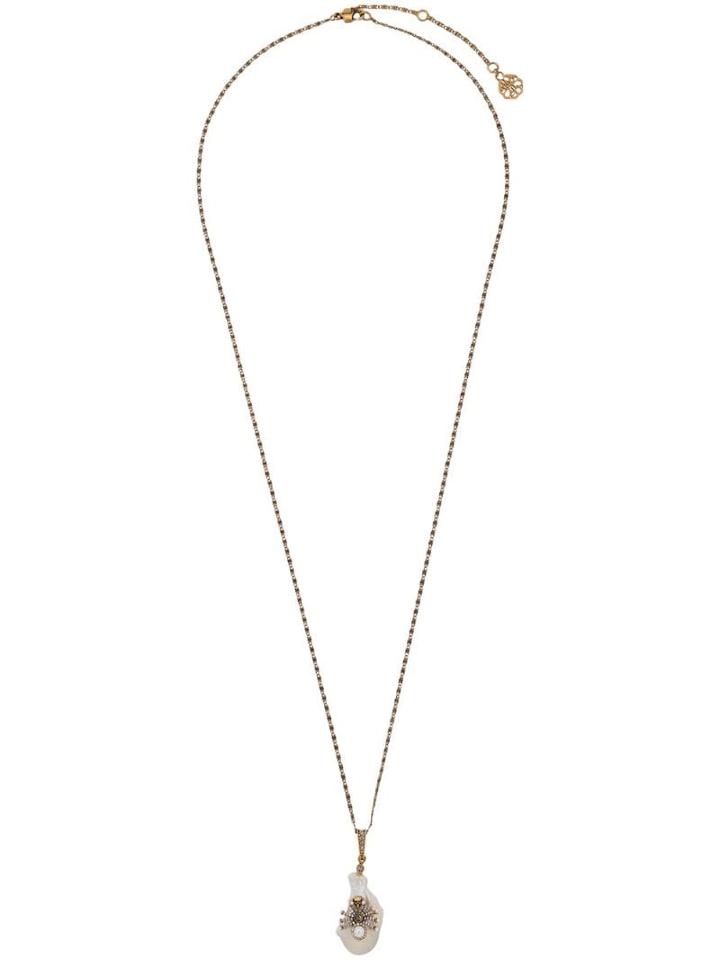 Alexander Mcqueen Mother Of Pearl Pendant Necklace - Gold
