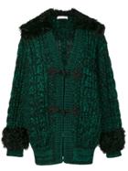Philosophy Di Lorenzo Serafini Fur Trim Knitted Coat - Green
