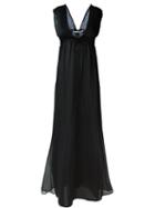 Isabel Benenato Deep V-neck Maxi Dress, Women's, Size: 40, Black, Cotton/silk