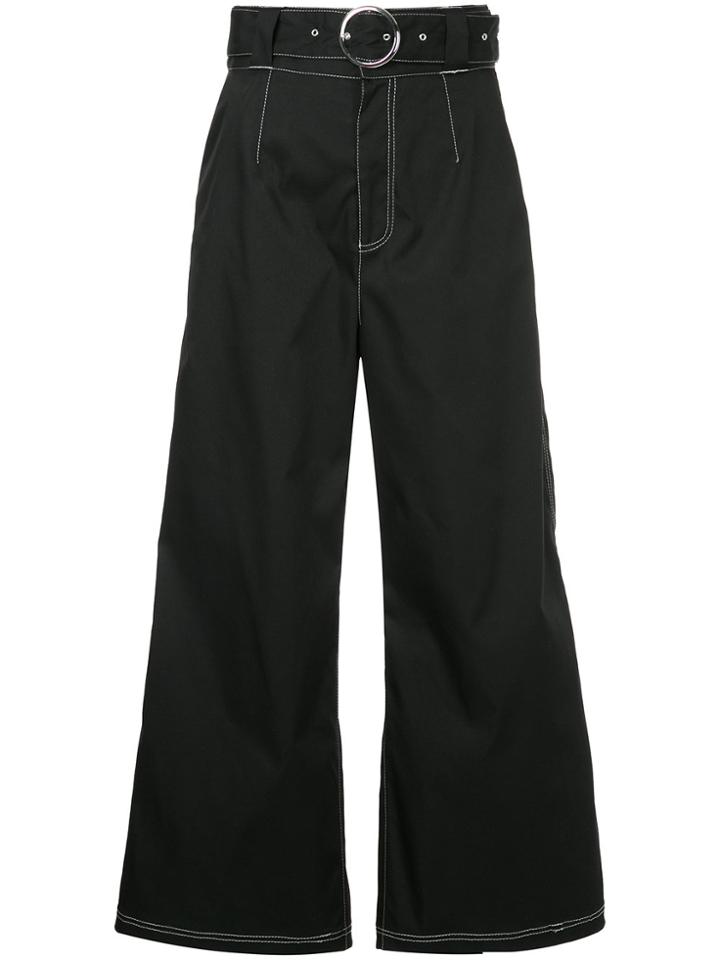 G.v.g.v. Contrast Stitched Palazzo Denim Trousers - Black