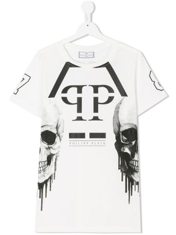 Philipp Plein Kids - Teen Skull Motif T-shirt - Kids - Cotton - 14 Yrs, White