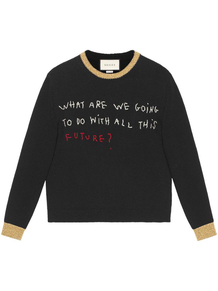 Gucci Coco Capitán Embroidered Sweater - Black