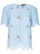 Markus Lupfer Embroidered Guipure Lace Tee - Blue