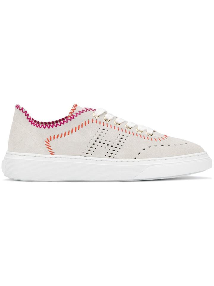 Hogan Stitch Detail Sneakers - White