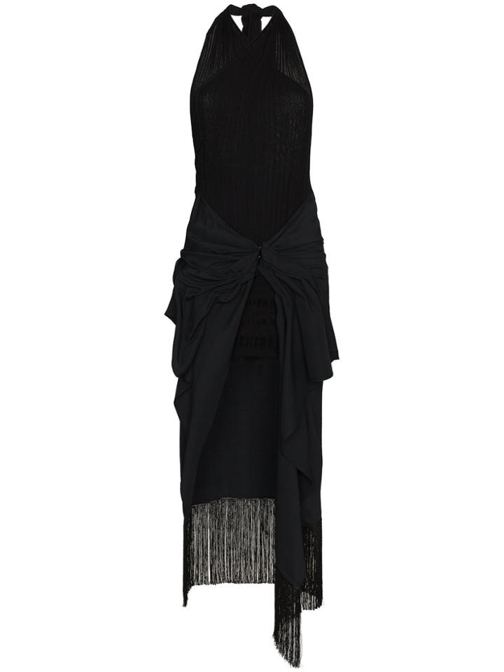 Jacquemus La Robe Drapeado Fringe Dress - Black