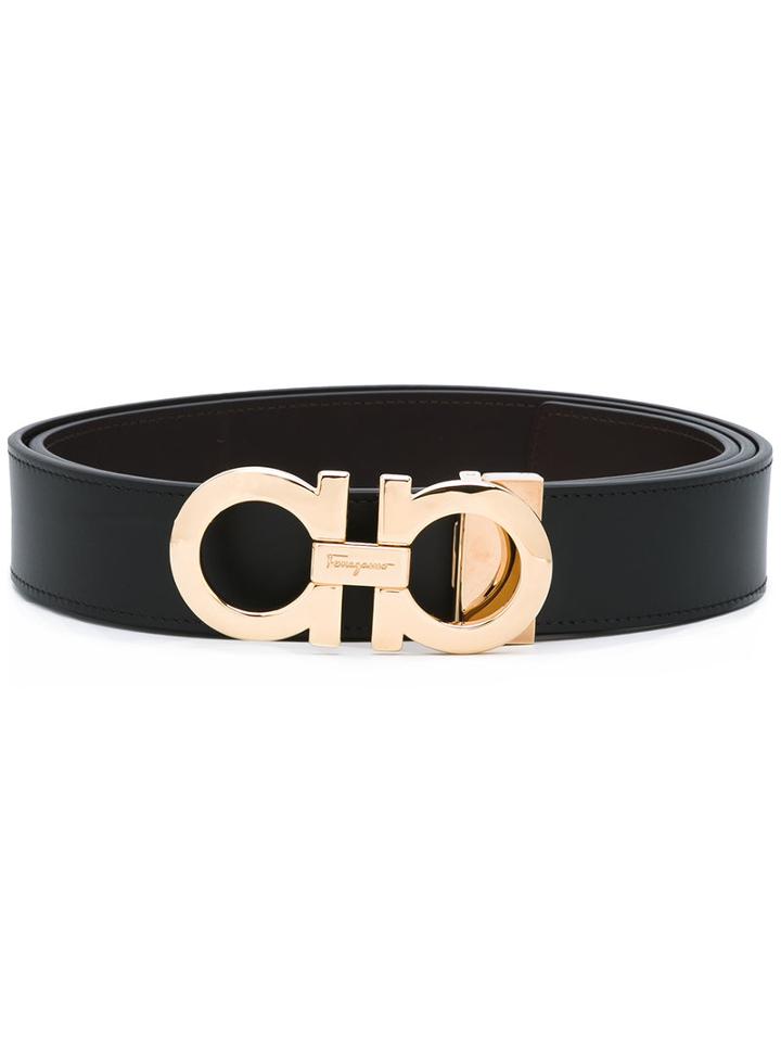 Salvatore Ferragamo Logo Buckle Belt, Men's, Size: 115, Black, Leather/metal (other)