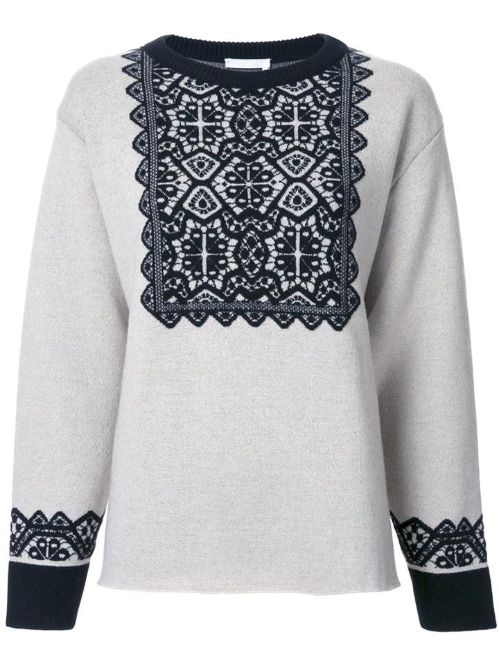 Chloé Stencil Jacquard Jumper, Women's, Size: Large, Black, Wool