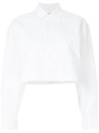 Palm Angels Cropped Crinkle-effect Shirt - White