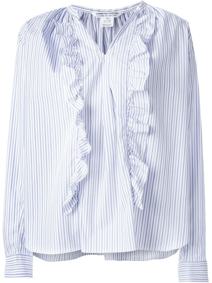 Comme Des Garçons Comme Des Garçons Ruffle Front Striped Blouse
