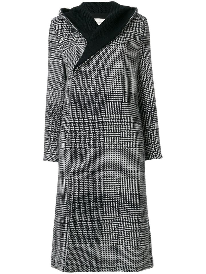 Stephan Schneider Tartan Hooded Wrap Coat - Black