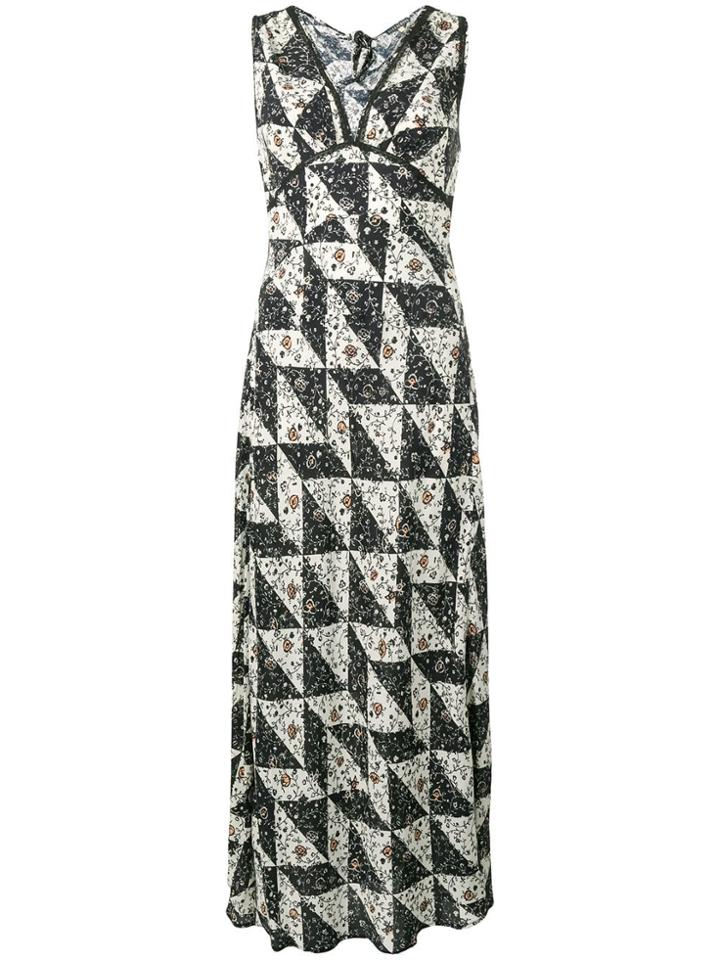 Alexa Chung Bias Floral Tile Print Dress - Black