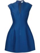 Halston Heritage Flared Cady Satin Dress, Women's, Size: 2, Blue, Polyester/silk/cotton