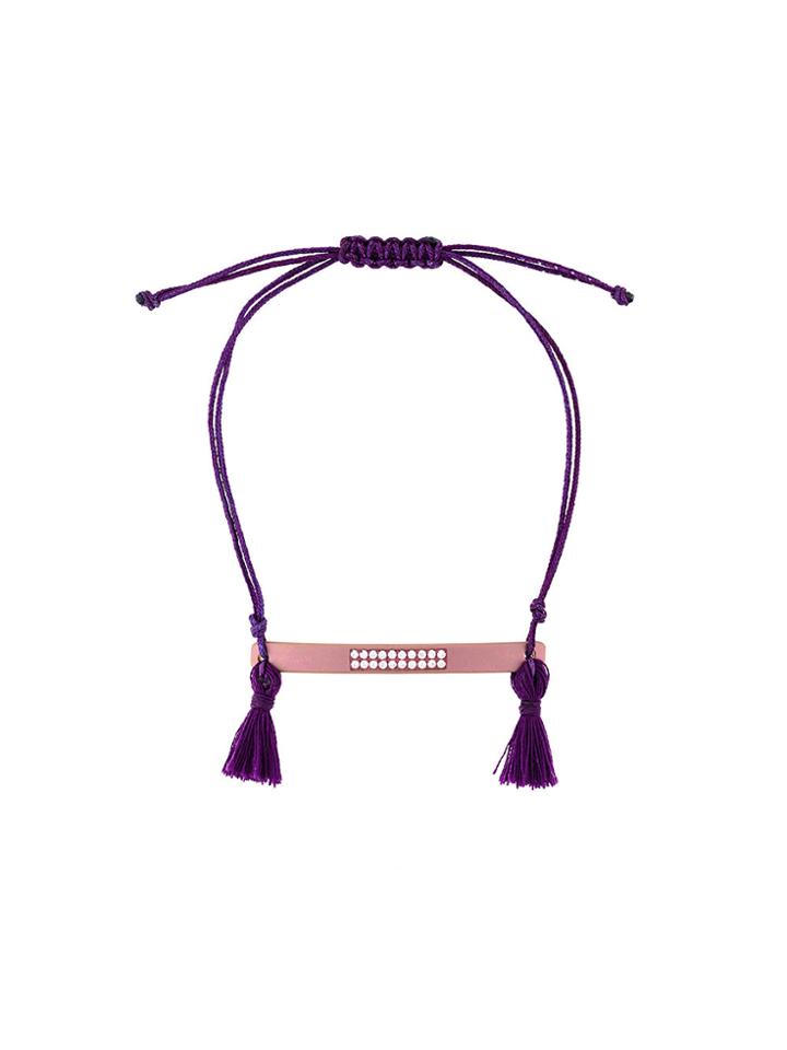 Eye M By Ileana Makri Thin Plate Tassel Bracelet - Pink & Purple