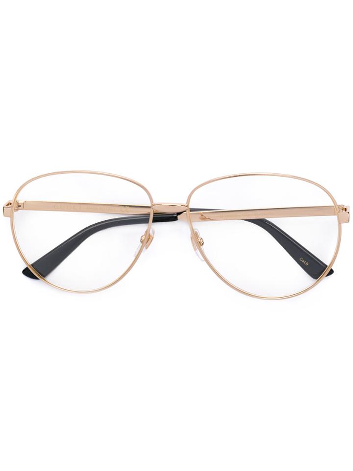 Gucci Eyewear Aviator Glasses With Web - Metallic