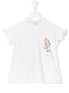 Fendi Kids Flower Embroidered T-shirt, Girl's, Size: 6 Yrs, White