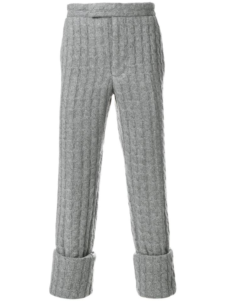 Thom Browne Baby Cable Cashmere Classic Backstrap Trouser - Grey