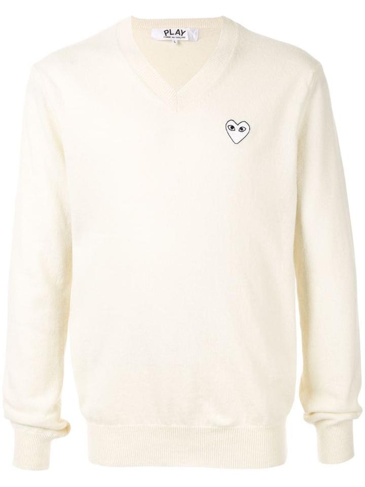 Comme Des Garçons Play Play V-neck Jumper - Neutrals