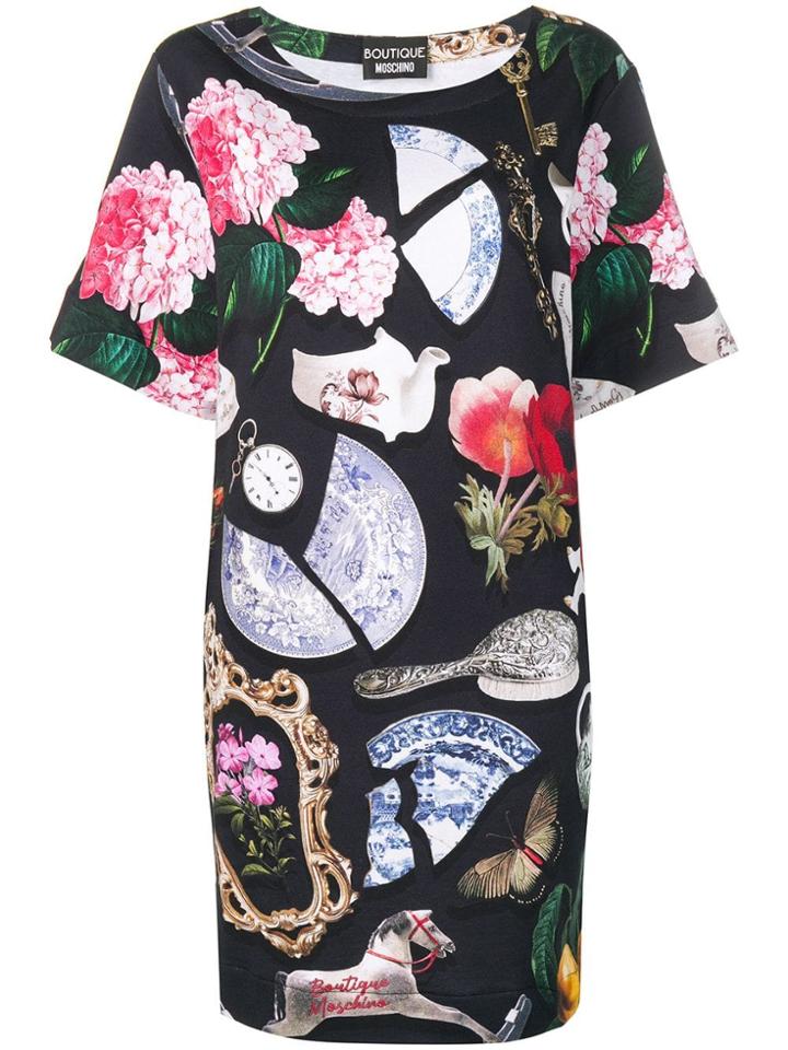 Boutique Moschino Printed T-shirt Dress - Black