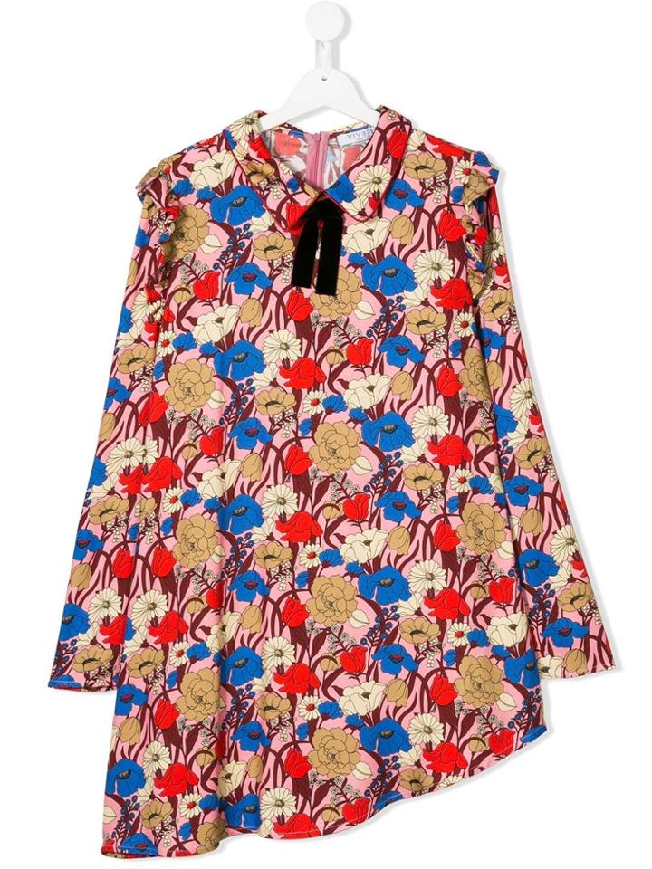 Vivetta Kids Teen Floral Asymmetric-hem Dress - Pink & Purple