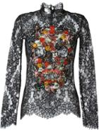 Philipp Plein Embellished Skull Lace Top