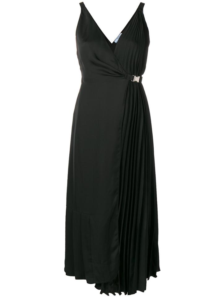 Prada Buckle Detail Wrap Dress - Black