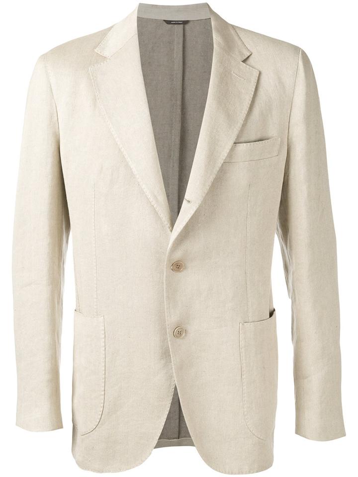 Loro Piana Soft Denim Blazer, Men's, Size: 50, Nude/neutrals, Linen/flax/polyester
