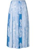 Victoria Beckham Floral Pleated Skirt - Blue