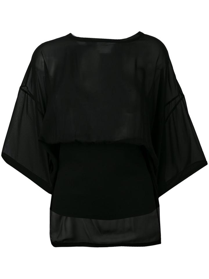 Dkny - Sheer Banded Top - Women - Viscose - L, Women's, Black, Viscose