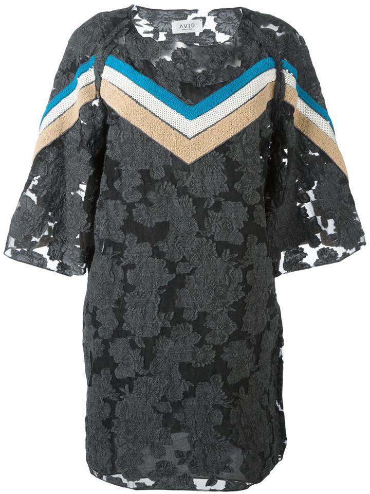 Aviù Stripe Accent Floral Dress