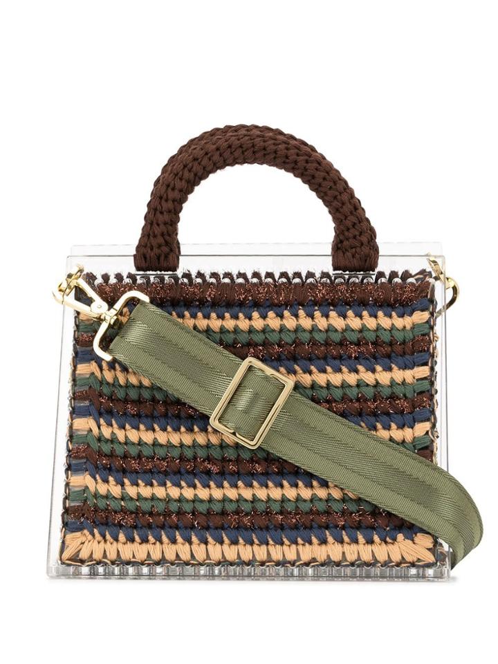0711 Striped St. Barts Small Bag - Green