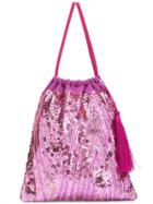 Attico Sequin Embellished Clutch Bag - Pink & Purple