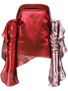 Paula Knorr Off Shoulder Draped Blouse - Red