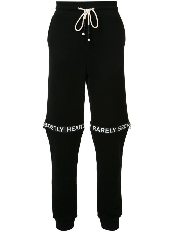 Mostly Heard Rarely Seen Logo Track Pants, Men's, Size: Large, Black, Cotton/polyester/spandex/elastane