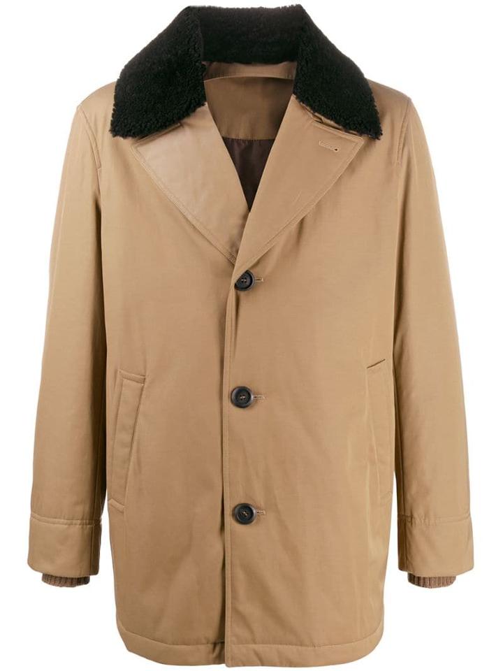 Salvatore Ferragamo Shearling Collar Peacoat - Neutrals