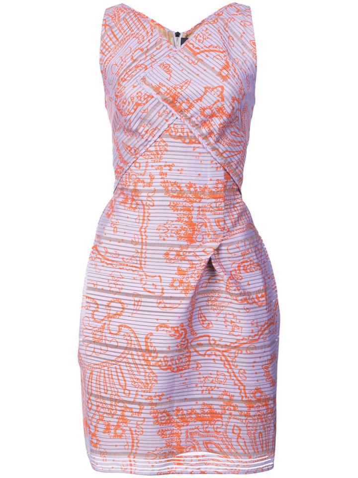 Roland Mouret Fitted Pleat Dress - Pink & Purple