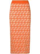 Fendi Double F Knit Skirt - Orange