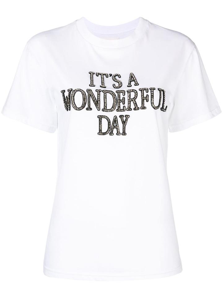 Alberta Ferretti Glass Appliqué T-shirt - White