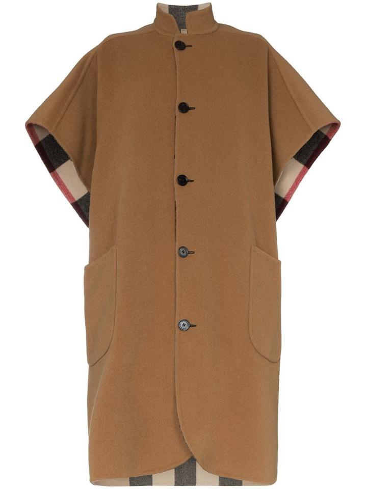 Burberry Brbl Cape Chk Sb Knee Lngth - Neutrals
