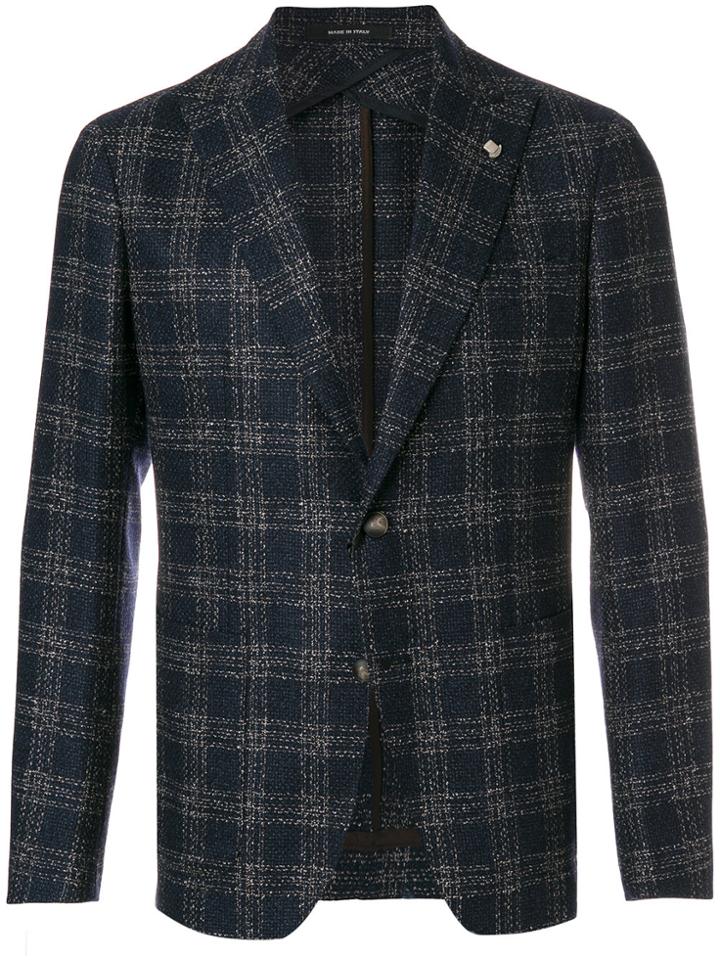 Tagliatore Patch Pockets Checked Blazer - Blue