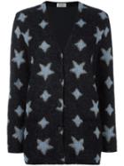 Saint Laurent Star Print Oversized Cardigan, Women's, Size: Medium, Black, Mohair/wool/polyester/silk