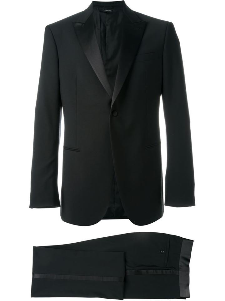 Giorgio Armani Two Piece Dinner Suit, Men's, Size: 48, Black, Silk/acetate/cupro/virgin Wool
